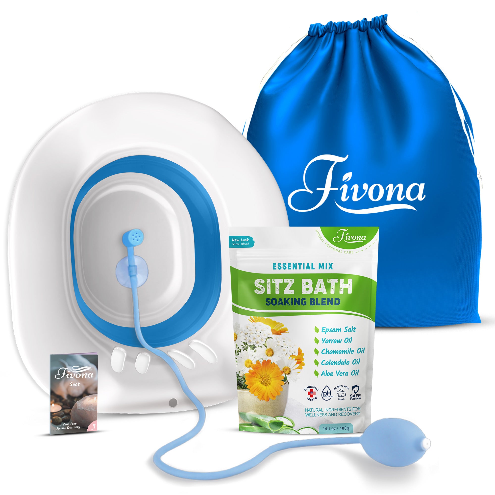 Fivona 4 in 1 Sitz Bath Kit - Toilet Seat, Blend, Hand Flusher and