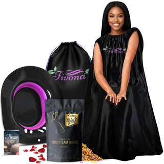 Fivona 4-in-1 Complete Yoni Steam Kit with Steam Gown, Seat, Herbs and Bag