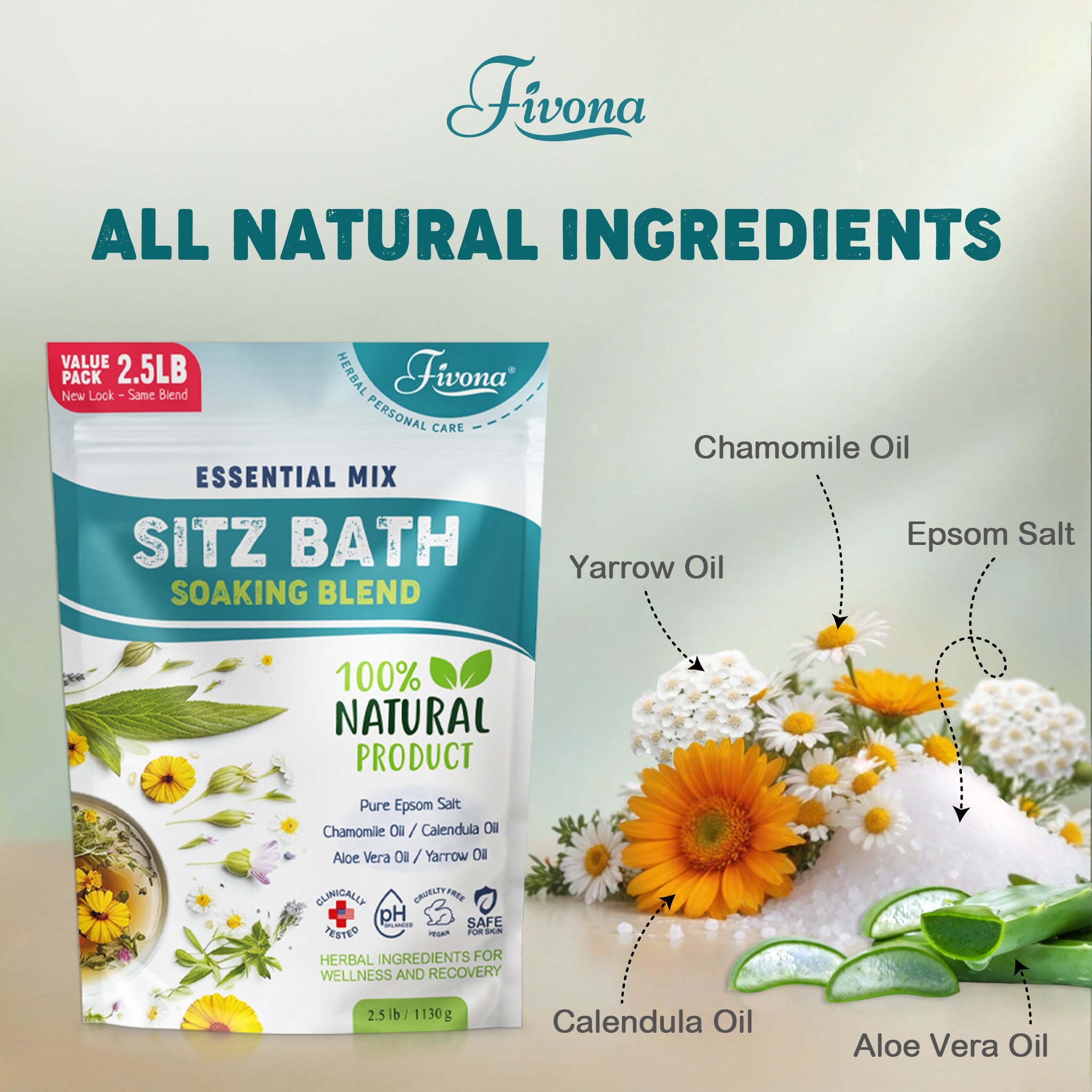 Sitz Bath Soak Seat with Epsom Salt Soaking Blend 2.5 LB by Fivona ...