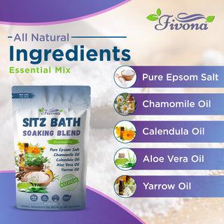 Sitz Bath Soak Kit 2 in 1 | Seat with Epsom Salt and Essential Oils Soaking Blend