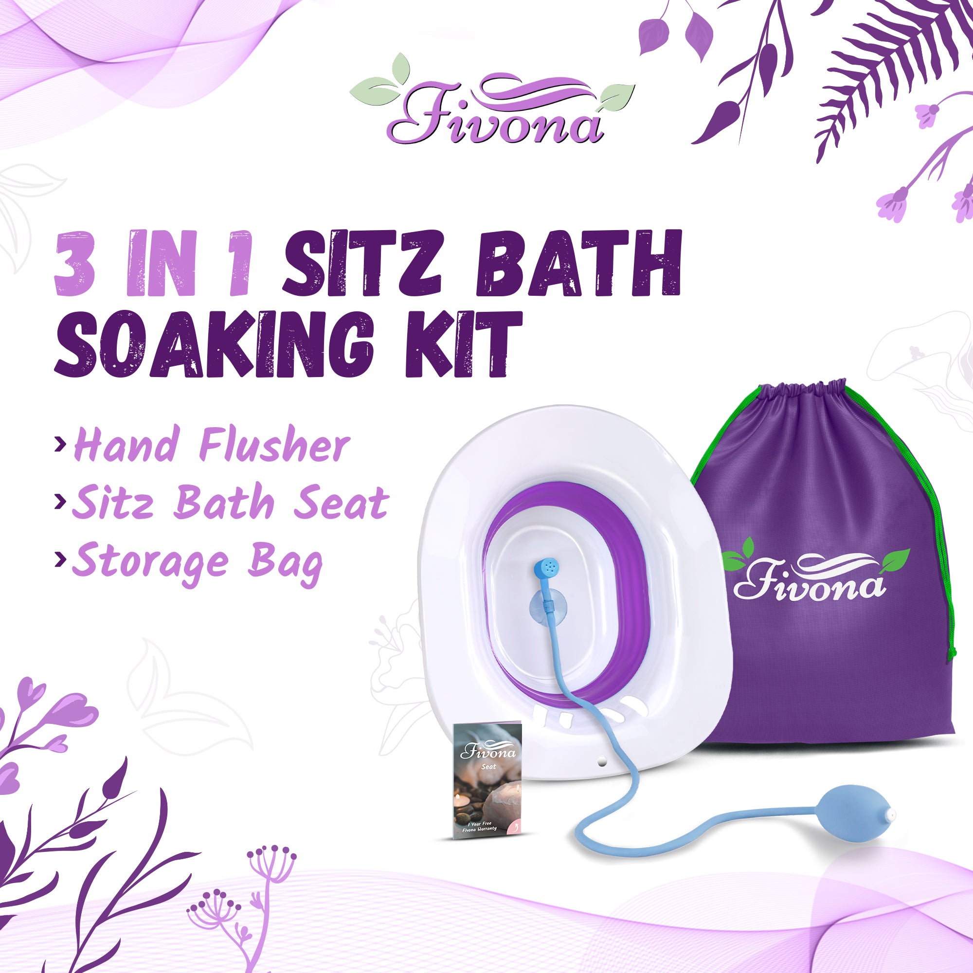 3in1 Sitz Bath Foldable Seat with Hand Flusher and Storage Bag