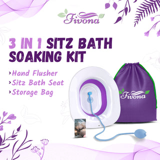 3-in-1 Sitz Bath Foldable Basin for Toilet Seat with Hand Flusher and Storage Bag by Fivona