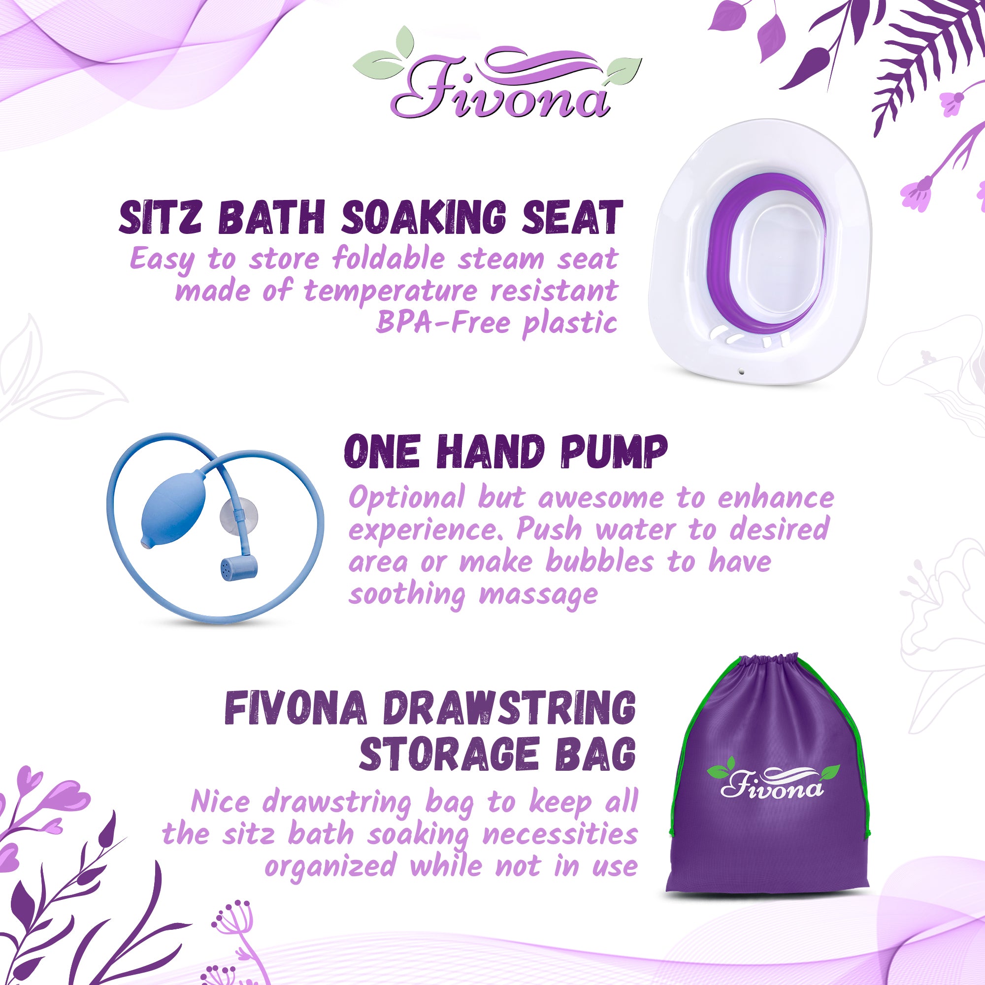 3in1 Sitz Bath Foldable Seat with Hand Flusher and Storage Bag