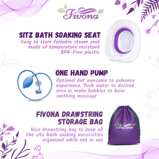 Fivona 3-in-1 Sitz Bath Kit | Seat, Hand Flusher and Storage Bag