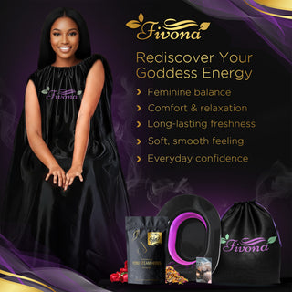 Woman using Fivona Yoni Steam Kit at home – lifestyle photo