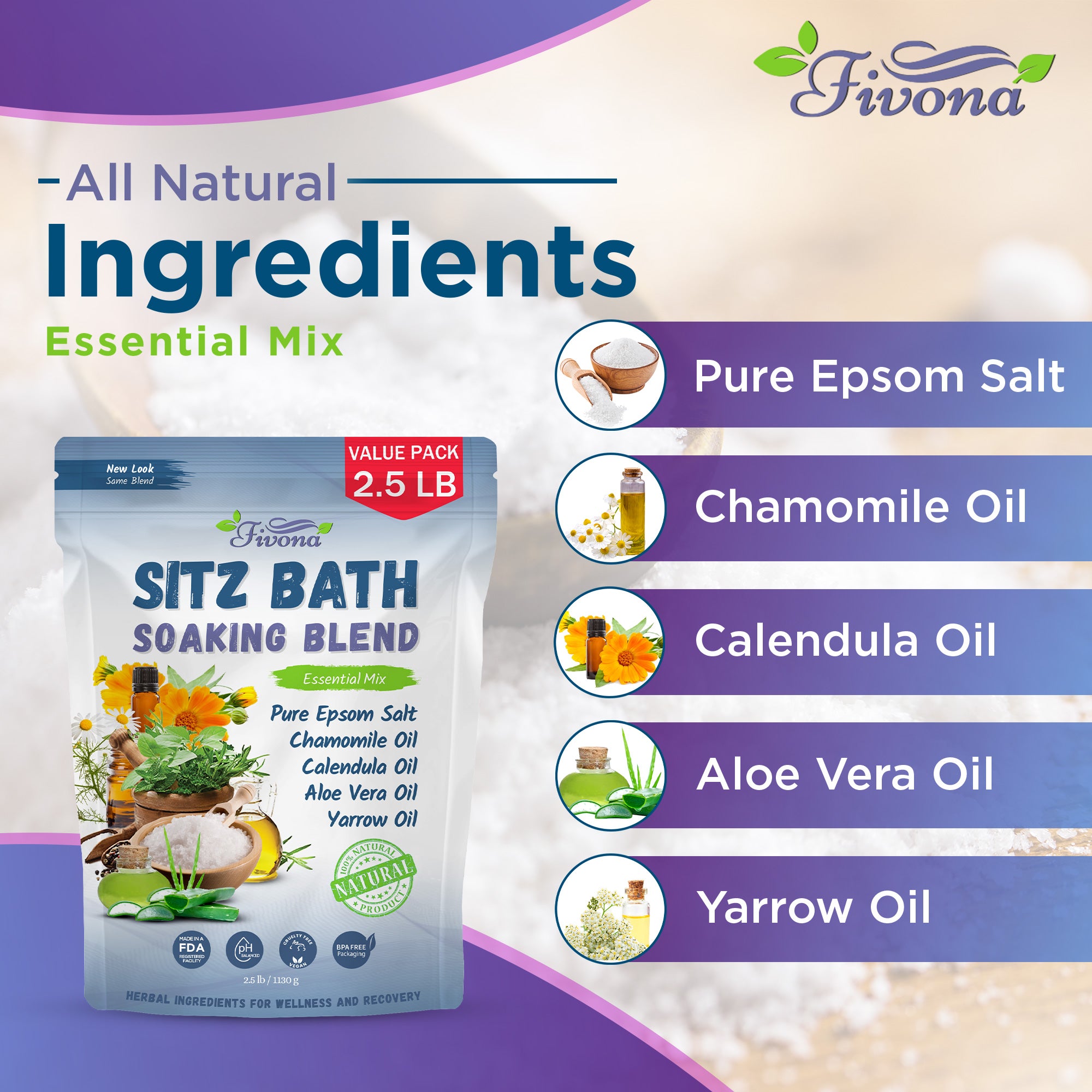Sitz Bath Soak Seat with Epsom Salt Soaking Blend 2.5 LB by Fivona ...