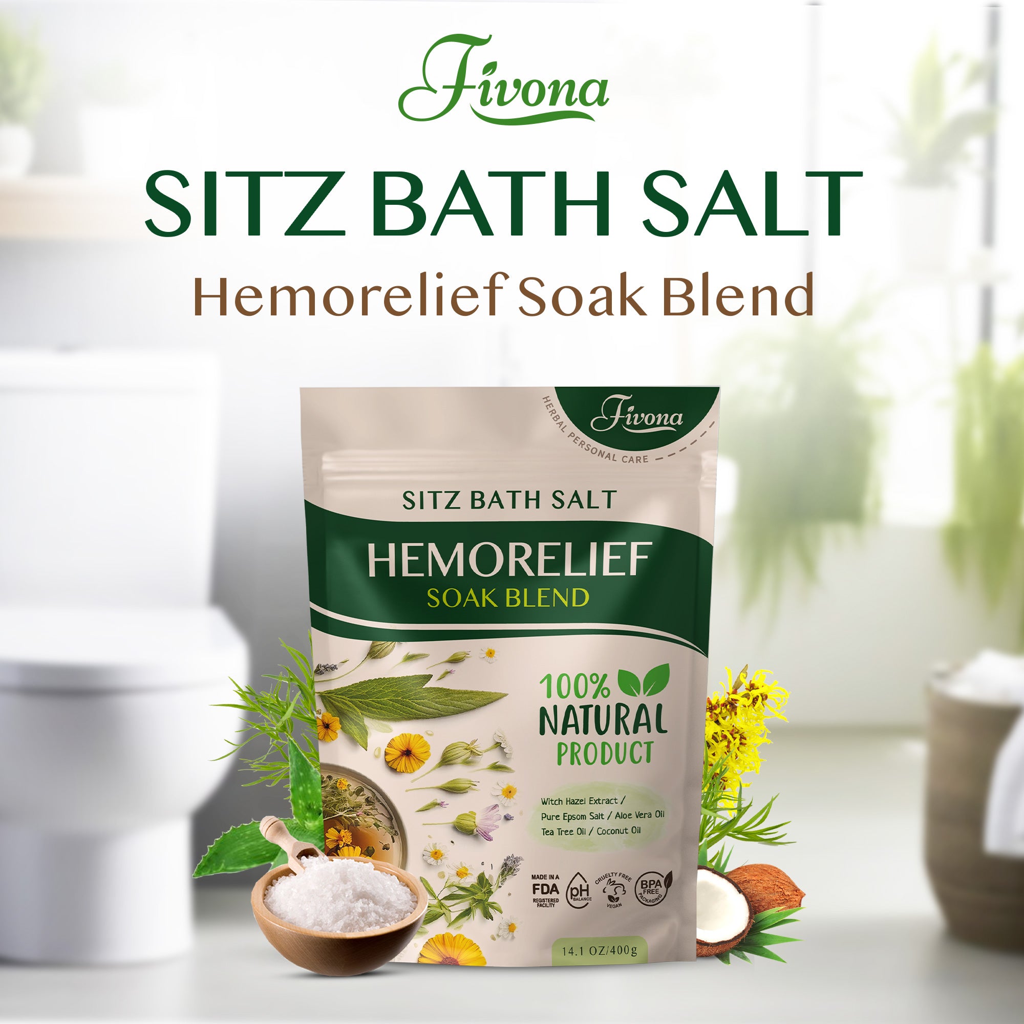 Sitz Bath Salt Blend Epsom Salt Soak for Hemorrhoids & Postpartum