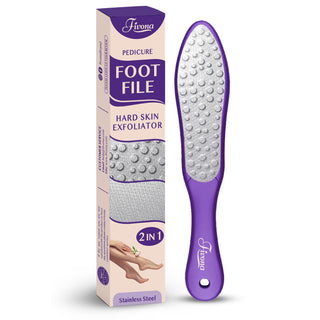 Fivona Fußfeile – Fußschrubber aus Edelstahl – doppelseitige Fußraspel, Hornhaut, harte und abgestorbene Haut
