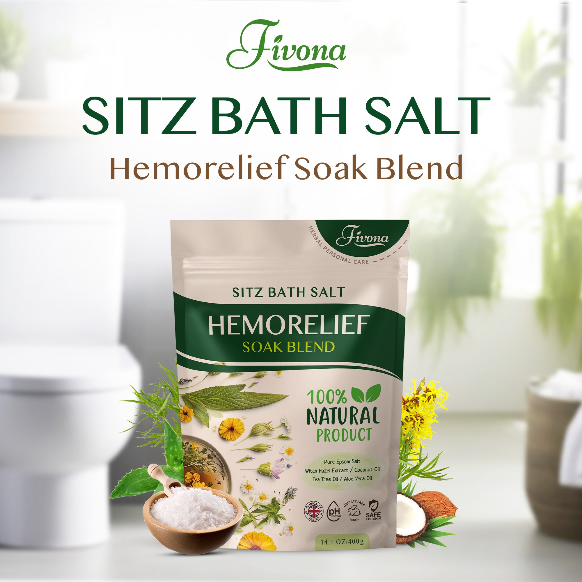 Sitz Bath Salt Blend Epsom Salt Soak for Hemorrhoids & Postpartum
