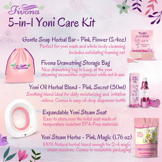 Fivona Yoni Care Kit 5-in-1 | Oil, Seat, Herbs, Soap and Storage Bag