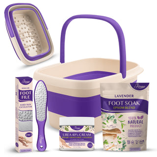 Fivona Foot Care Kit 4 in 1 | Lavender Foot Soak Blend, Foot Bath Basin, Foot File, Cream