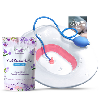 Yoni Steam Kit 3 in 1 Bundle of Expandable Seat with Hand Flusher and Blue Moon Recipe Steaming Herbs