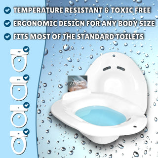 Fivona Over the toilet seat is temperature resistant and toxic free. Ergonomic Design for any body size. Fits most of the standard toilets.