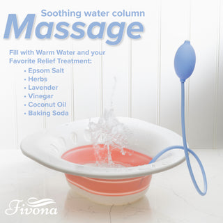 Fivona Seat with Hand Flusher is perfect for a soothing water massage.  Fill with warm water and your favorite relief treatment like epsom salt, herbs, lavender, vinegar, coconut oil and baking soda. 