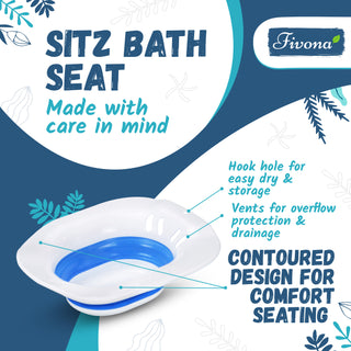 Fivona Sitz Bath Soak Seat | Portable Bidet | Yoni Steam Tub (White-Blue)