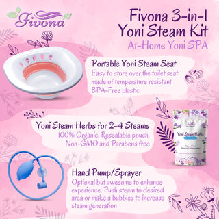 Fivona Yoni Steam Kit 3 in 1 | Expandable Seat with Hand Flusher and Blue Moon Steaming Herbs