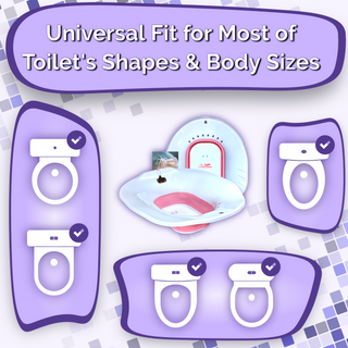 It has a universal fit design that fits most toilet's shapes and body sizes.