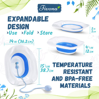 Fivona Sitz Bath Soak Kit Bundle of Expandable Seat with Hand Flusher and Storage Bag