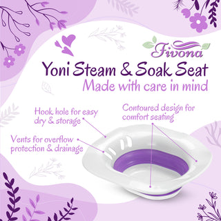 Fivona Yoni Steam and Soak Seat is made with care in mind. Has hook hole making it easy to dry and store while the contoured design provides comfortable sitting. Has vents for overflow protection and hassle-free drainage.