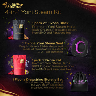 Fivona 4-in-1 Yoni Steaming Kit | Premium Black & Red Herbs